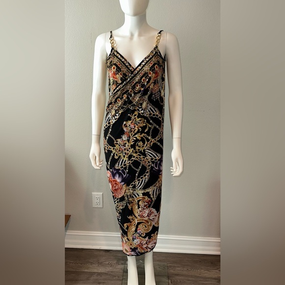 CAMILLA “A Night in the 90s” black print sarong with straps coverup dress S - Picture 6 of 10